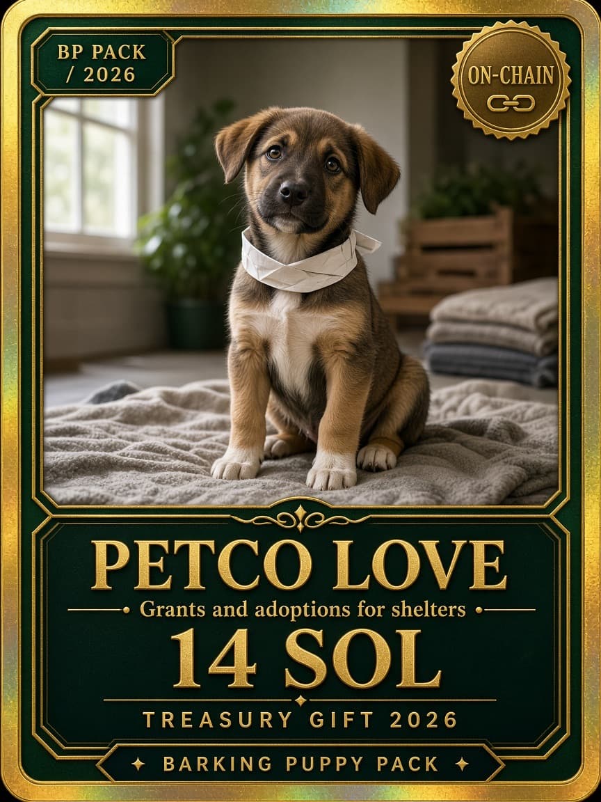 Collector card. A mixed-breed dog waiting for a home. Petco Love. 14 SOL. Barking Puppy Pack.